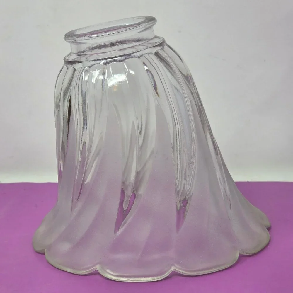 Vintage Clear & Frosted Glass Light‎ Shade With Swirl Design